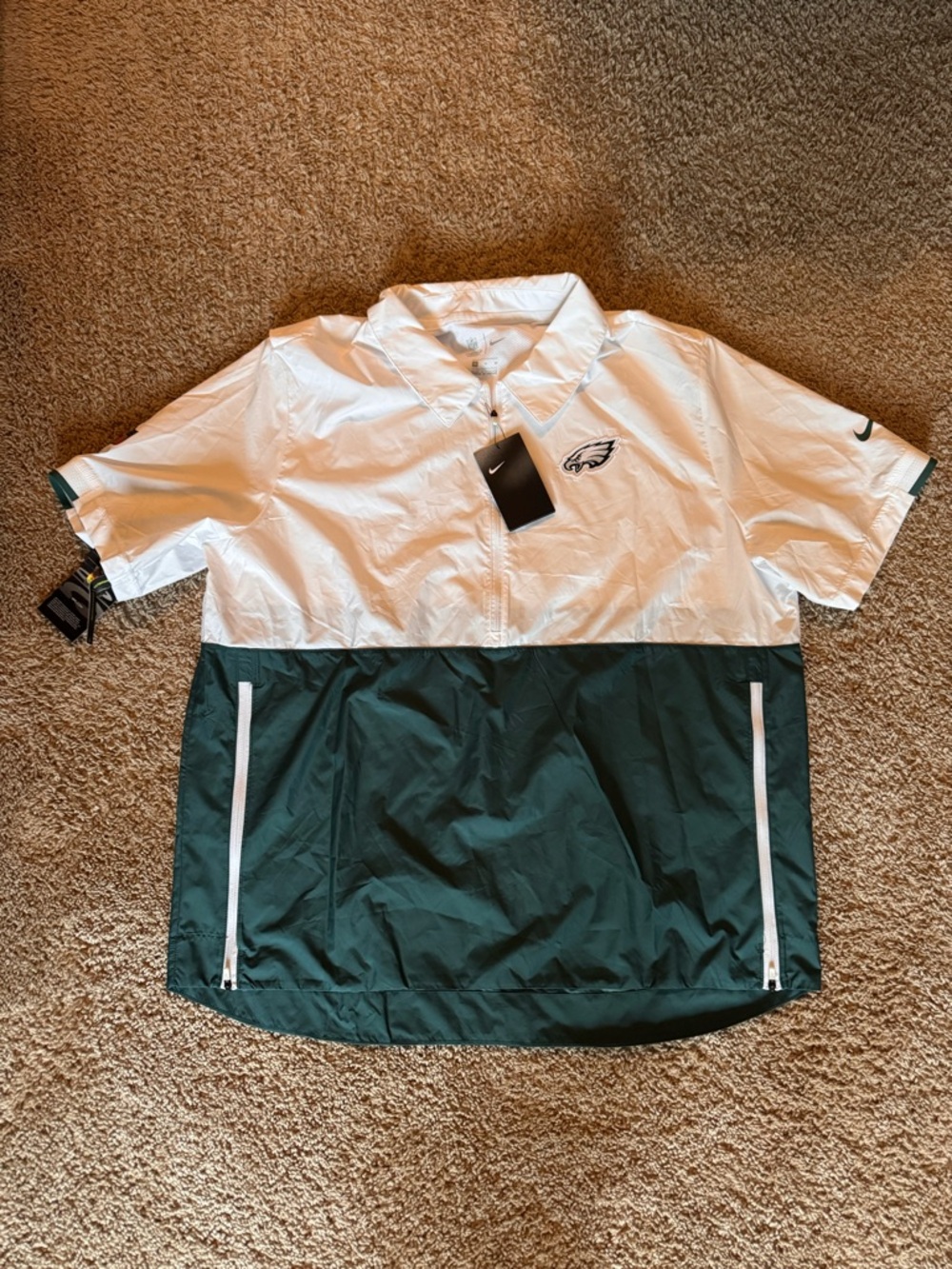 NWT NIKE Philadelphia Eagles Sideline Coaches Half-Zip Short Sleeve Jacket